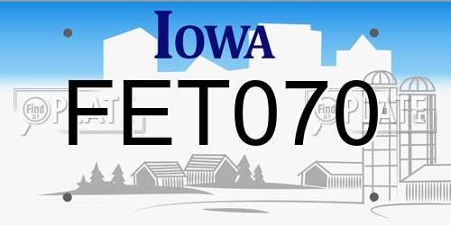 FET070 Iowa License Plate