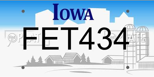 FET434 Iowa License Plate