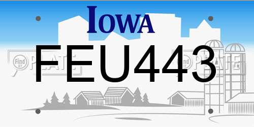 FEU443 Iowa License Plate