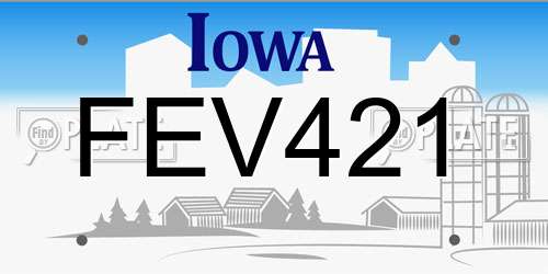 FEV421 Iowa License Plate