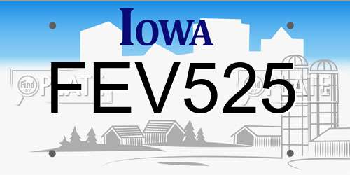 FEV525 Iowa License Plate