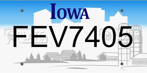 FEV7405 Iowa License Plate