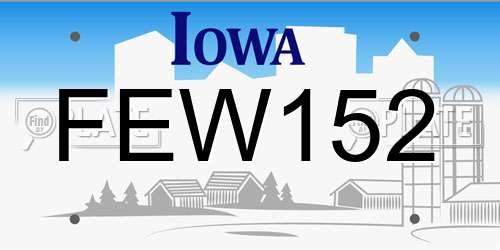FEW152 Iowa License Plate