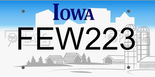 FEW223 Iowa License Plate