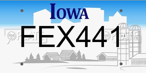 FEX441 Iowa License Plate