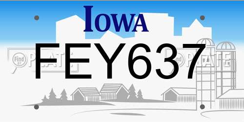 FEY637 Iowa License Plate
