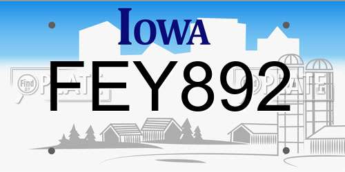 FEY892 Iowa License Plate