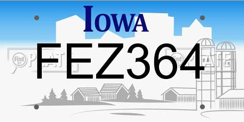 FEZ364 Iowa License Plate