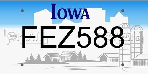 FEZ588 Iowa License Plate