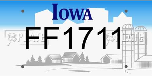 FF1711 Iowa License Plate