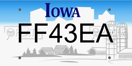 FF43EA Iowa License Plate
