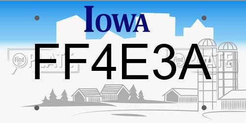 FF4E3A Iowa License Plate