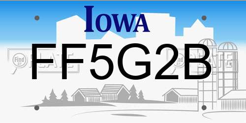 FF5G2B Iowa License Plate