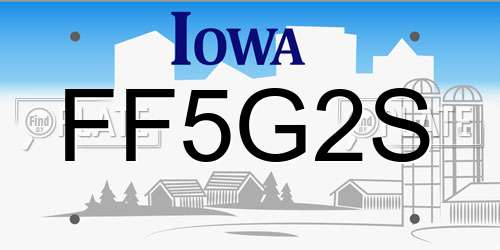 FF5G2S Iowa License Plate