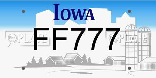 FF777 Iowa License Plate