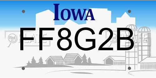 FF8G2B Iowa License Plate