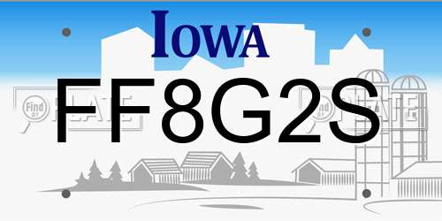 FF8G2S Iowa License Plate