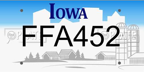 FFA452 Iowa License Plate