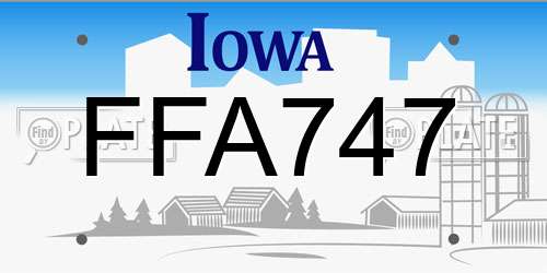 FFA747 Iowa License Plate