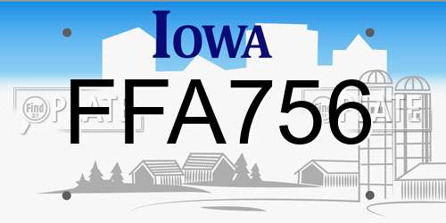FFA756 Iowa License Plate