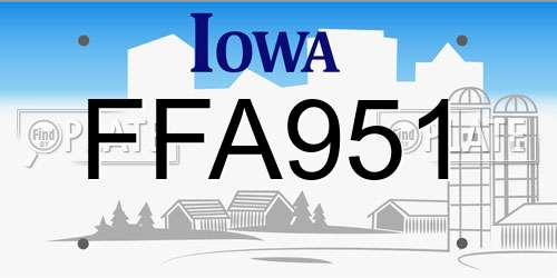 FFA951 Iowa License Plate