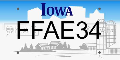 FFAE34 Iowa License Plate