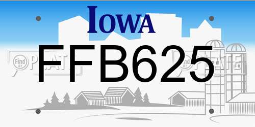 FFB625 Iowa License Plate