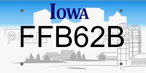 FFB62B Iowa License Plate