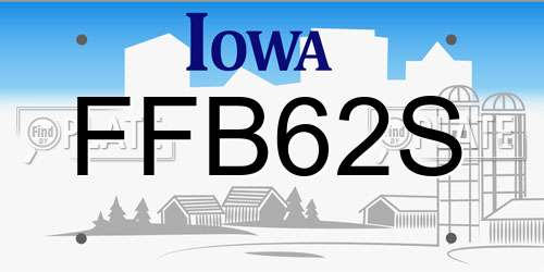 FFB62S Iowa License Plate