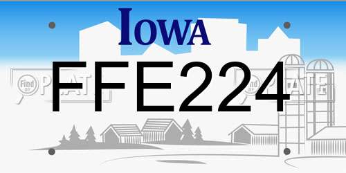 FFE224 Iowa License Plate