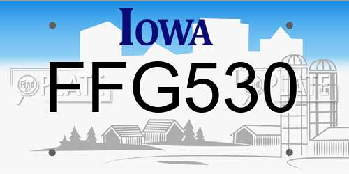 FFG530 Iowa License Plate