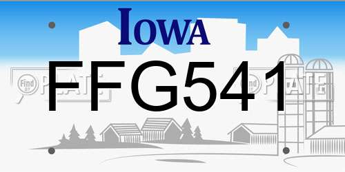 FFG541 Iowa License Plate