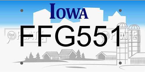 FFG551 Iowa License Plate