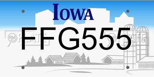 FFG555 Iowa License Plate