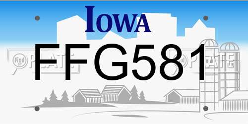 FFG581 Iowa License Plate