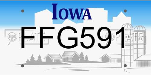 FFG591 Iowa License Plate