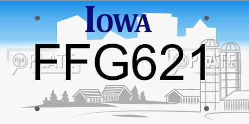 FFG621 Iowa License Plate