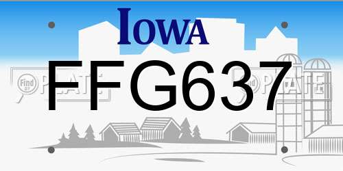 FFG637 Iowa License Plate