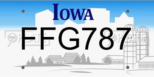 FFG787 Iowa License Plate