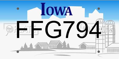 FFG794 Iowa License Plate