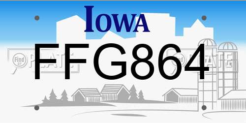 FFG864 Iowa License Plate