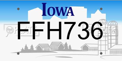 FFH736 Iowa License Plate