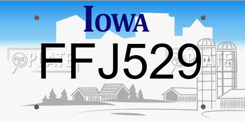 FFJ529 Iowa License Plate