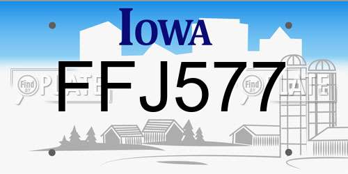 FFJ577 Iowa License Plate