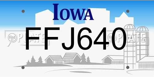 FFJ640 Iowa License Plate