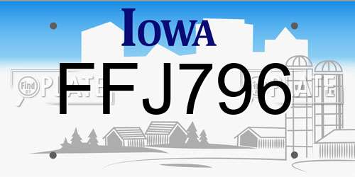FFJ796 Iowa License Plate