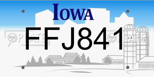 FFJ841 Iowa License Plate