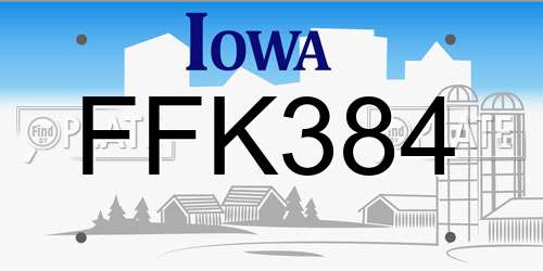 FFK384 Iowa License Plate