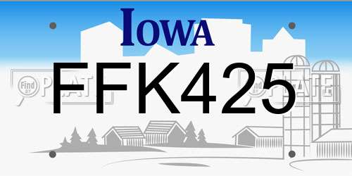 FFK425 Iowa License Plate