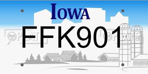FFK901 Iowa License Plate